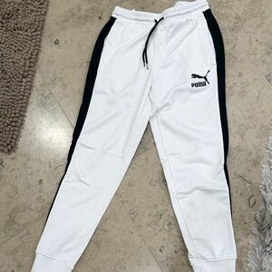 Puma Kids White and Black Joggers